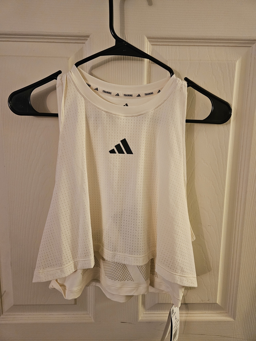 adidas White Layered Mesh Training Tank Top